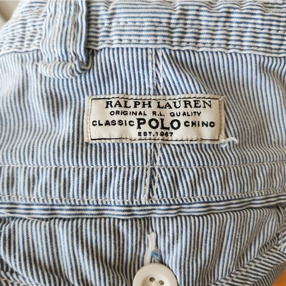 Mens Polo Ralph Lauren Cargo shorts lot of 2 size 36 khaki blue white button fly - Picture 16 of 16